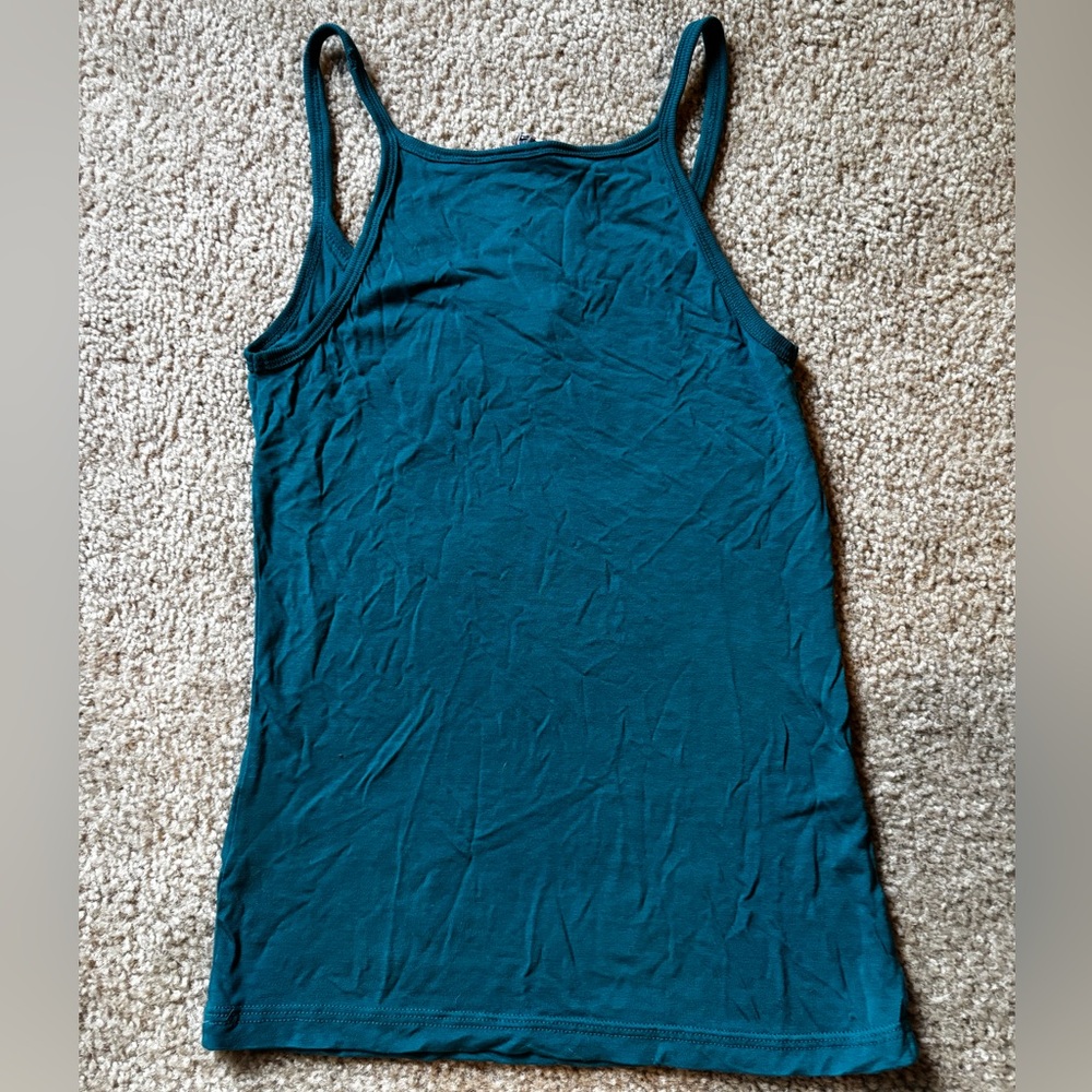 L.A.M.B. Teal Tank Top with Pink Ribbon Graphic - Picture 3 of 5